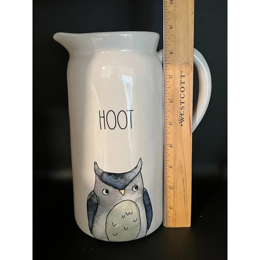 RAE DUNN‎ Artisan Collection HOOT OWL Pitcher RARE COLLECTIBLE - Magenta #202